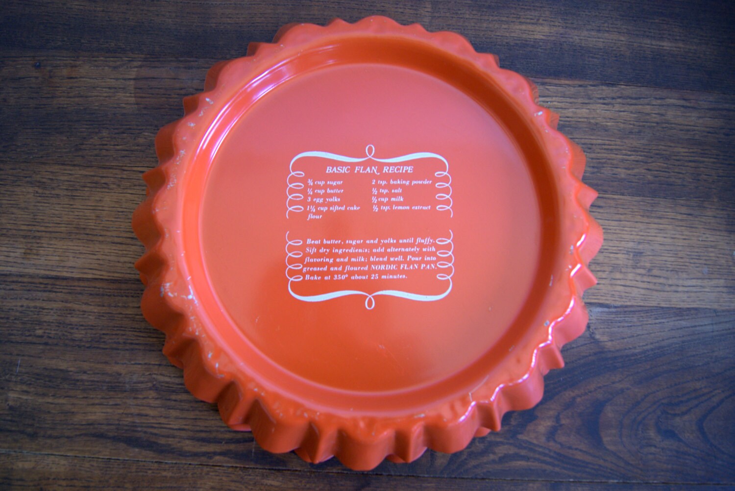 Retro Orange Nordic Flan Pan with recipe