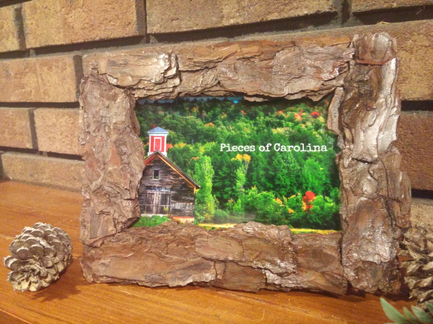 Tree bark picture frame rustic picture frame by PiecesofCarolina