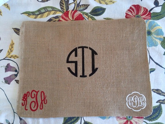 Items similar to Placemats! Monogrammed Burlap Placemat with Heat ...