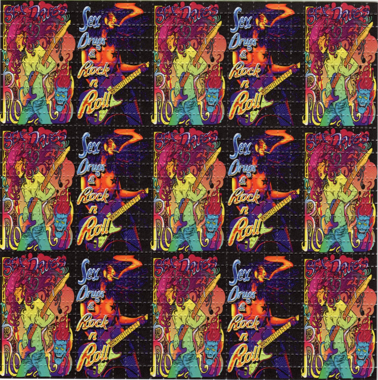 Sex Drugs And Rock N Roll Blotter Art Perforated Acid Art