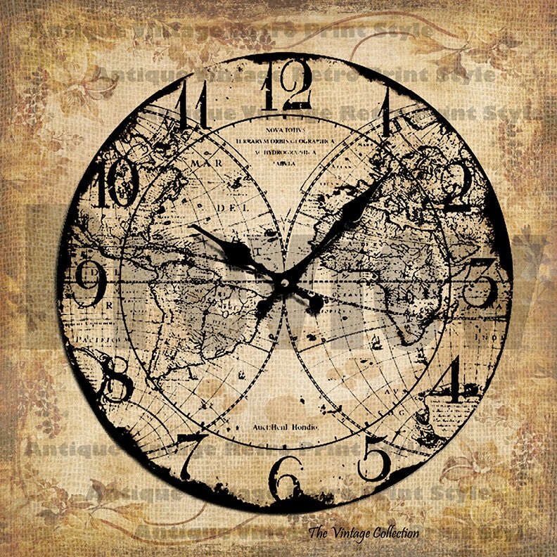 Old Fashioned VINTAGE CLOCK FACE Digital by AntiqueVintageRetroS