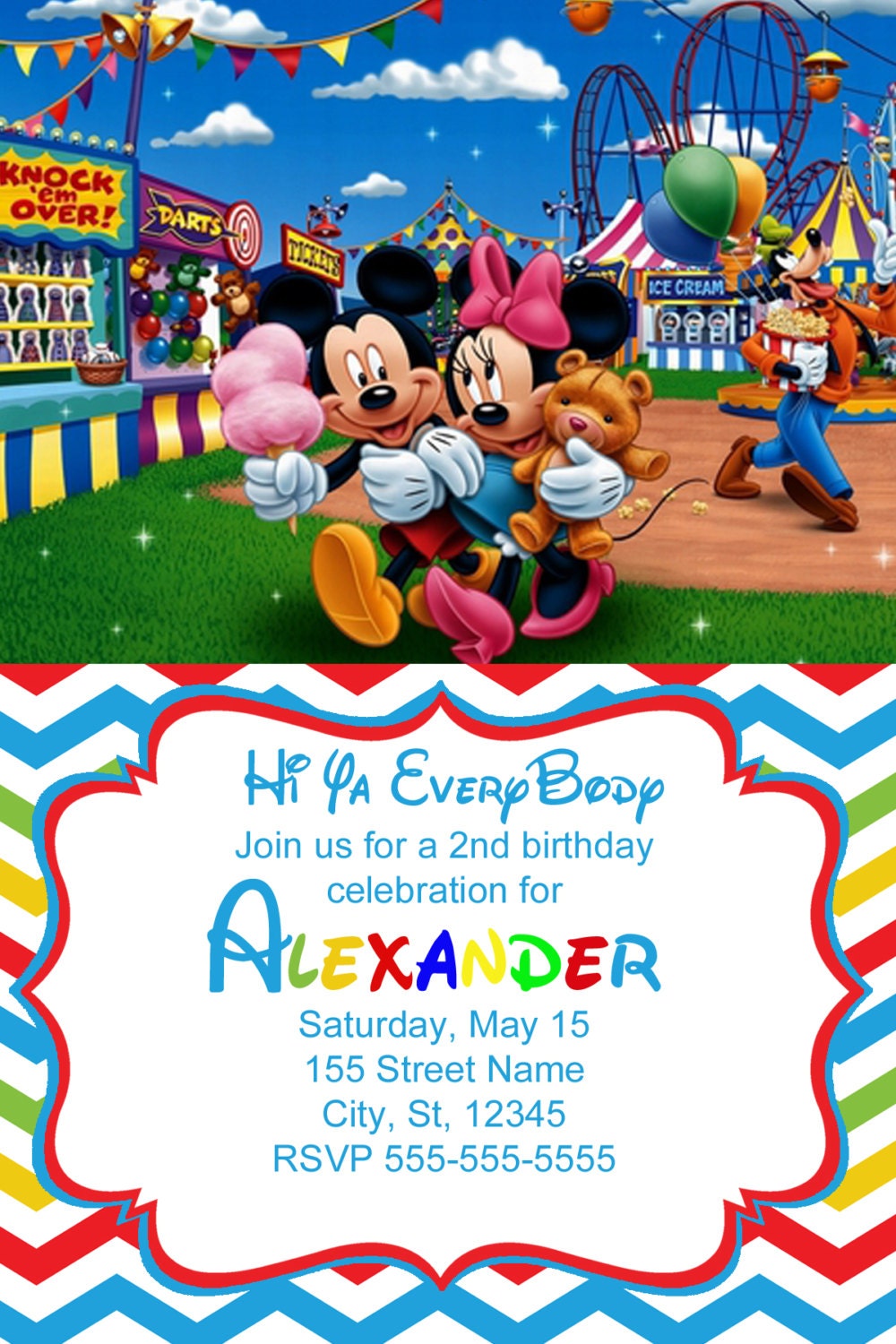 Mickey Mouse Carnival Invitations 2