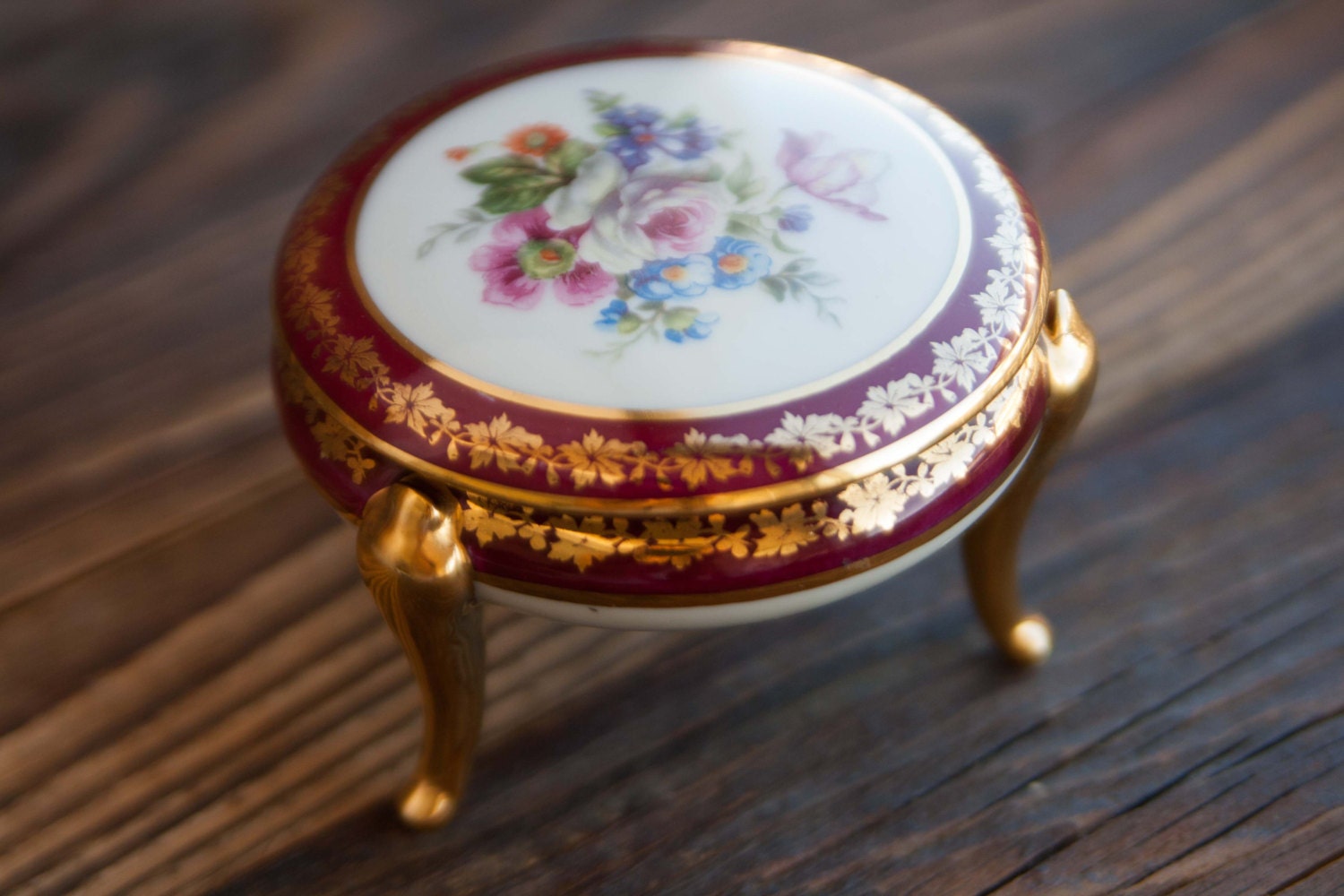 Vintage Limoges Porcelain Trinket Box with by VintageBazarr