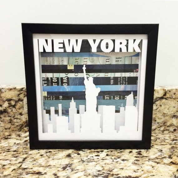 New York Skyline Shadow Box by ScribbleAStoryDesign on Etsy