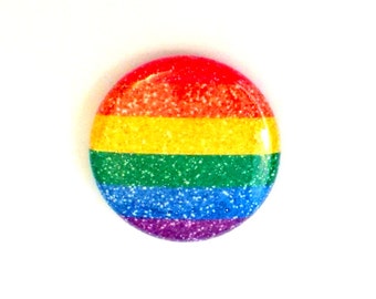 1" Glitter Gay Pride Button - Glitter Pride Magnet - Gay Pride Button - Gay Pride Magnet - LGBT Pride Button - LGBT Button