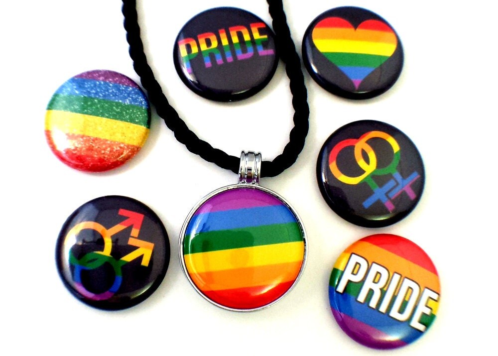 Gay Pride Necklace Interchangeable Magnet Button Necklace