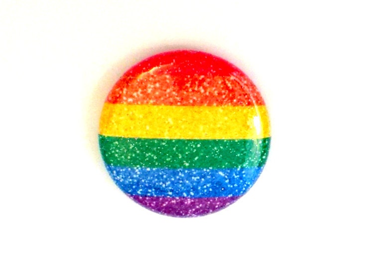 1 Glitter Gay Pride Button Glitter Pride Gay