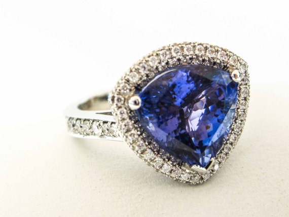 WHITE gold 14k trillion cut Tanzanite and by UpYourAlleyGifts