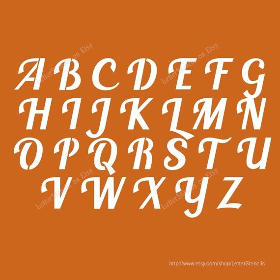 Bold SCRIPT CALLIGRAPHY Letter Stencils A-Z Alphabet Set.