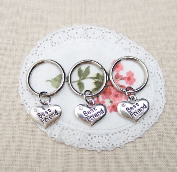 3 Best Friend heart keychains keyrings love heart by vespestudio