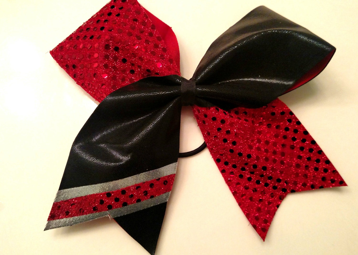 Red/ Black Cheer Bow-YOU PICK COLORS softball bow by CraftyOhBows