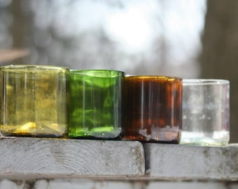 8 oz Wine Bottle Drinking Glasses Tumblers - Up-cycled from Used Wine Bottles