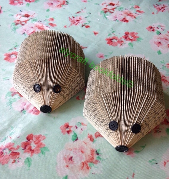 Book Fold Hedgehog letter rack photo display or cute ornament