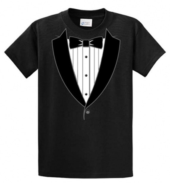 Black Tie Tuxedo Printed Tee Shirt for Men Regular and Big and