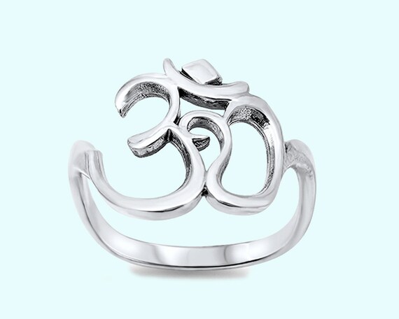 Sterling silver OM OHM ring, om yoga ring, 925 silver om symbol yoga ...