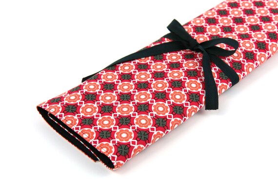 Knitting Needle Case - Betty - IN STOCK Large Organizer 30 black pockets for straight, circular, double point needles