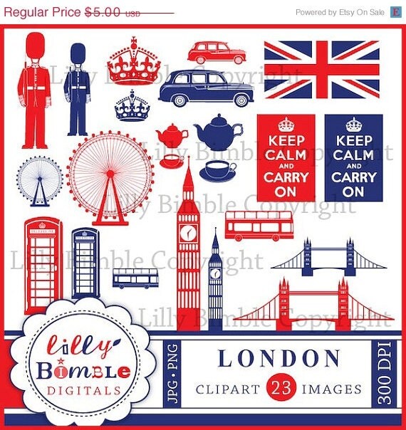50% off London England clipart for crafts and design Britain UK Keep Calm Instant Download images Il_570xn