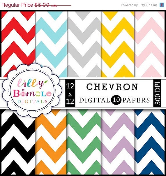 50% off Chevron Digital papers in blue, red, gray, light blue, green, orange, purple, navy blue, pink, black Il_570xn