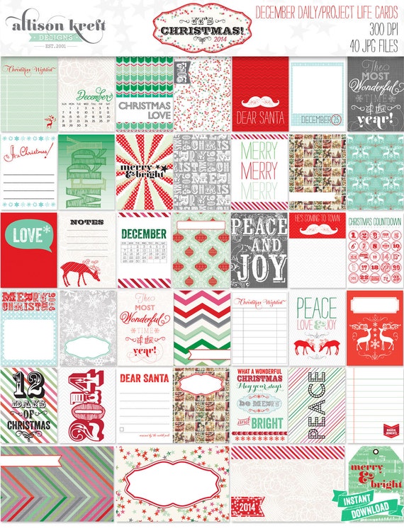 Items similar to It's Christmas Project Life December Daily Printable ...