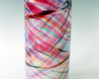 Watercolor Rainbow Hand Blown Art Glass Vase by Rebecca Zhukov