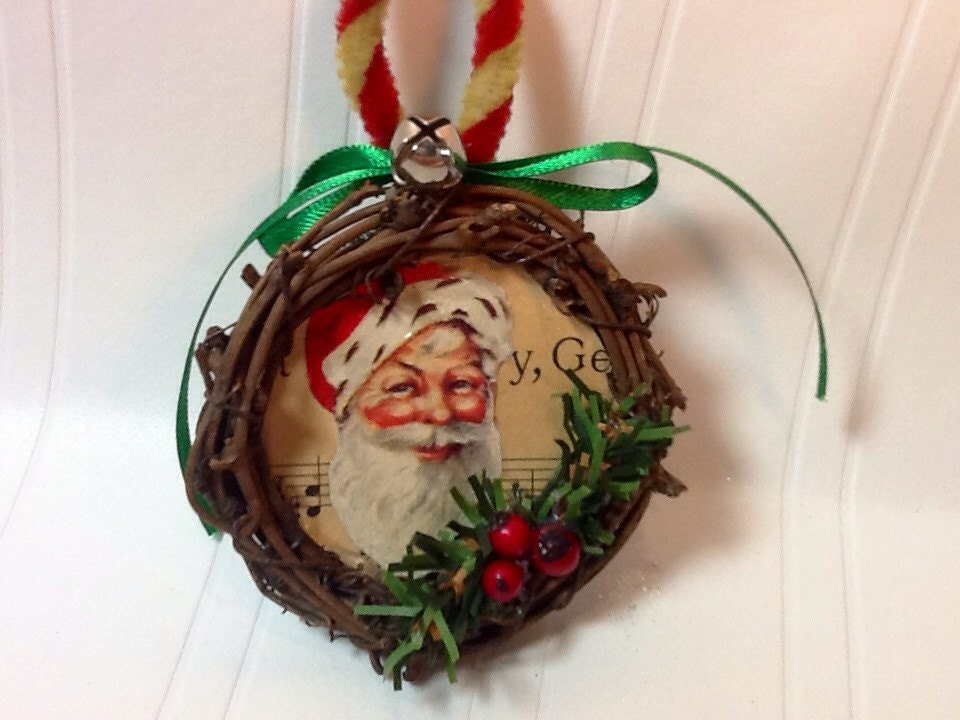 Santa wreath handmade ornament