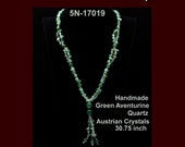 Handmade Green Aventurine Austrian Crystal Bicones 30.75 inch Necklace -ArtRave#5N-17019
