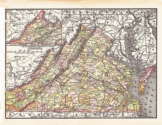 map of Virginia from 1890 a printable digital map no. 66