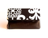 Leather clutch purse, Clutch Purse, clutch bag fold over leather clutch bag, ipad case, black white brown clutch