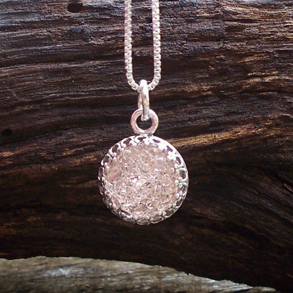 Recycled Antique Pink Depression Glass Necklace/Upcycled