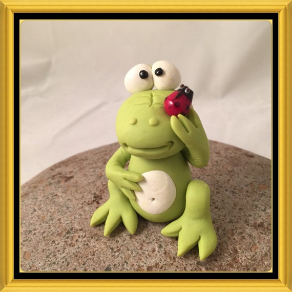 Fantasy Polymer Clay Frog Figurine