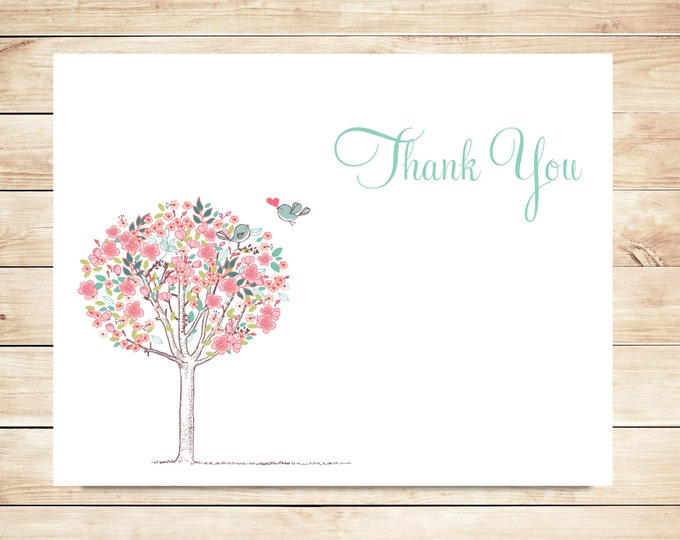 Flower Tree Wedding Thank You Cards