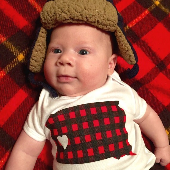 Baby Onesie South Dakota Love Flannel Screen by ohgeezdesign