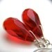 Red Teardrop Earrings . Ruby Red Earrings . Blood Red Dangle Earrings . Red Drop Earrings Half Circle Earwires - True Romance Collection