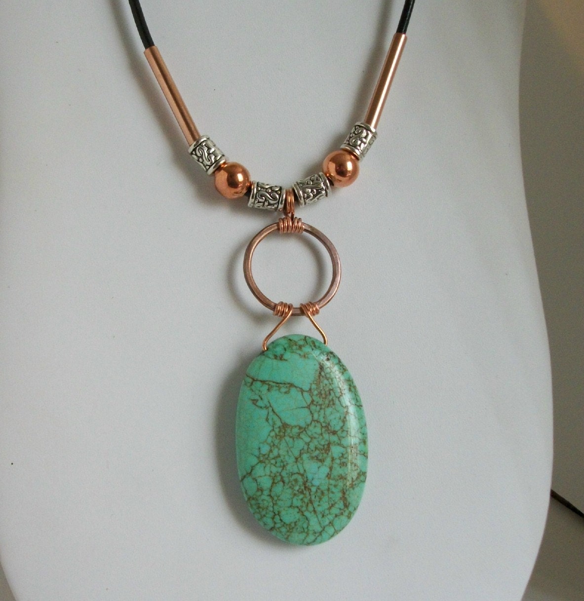 Turquoise stone and copper necklace copper jewelry stone
