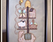 Spring Bunny Sheep Saltbox Butterfly Canvas Framed Home Wall Decor