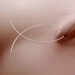 Silver hoop earrings 2 inch fish symbol ultra thin wire open threader dangle Buy 2 get 3rd pair FREE 478