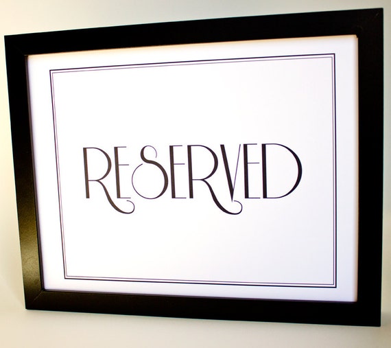 Reserved Sign Printable DIY Digital File PDF Wedding Decor