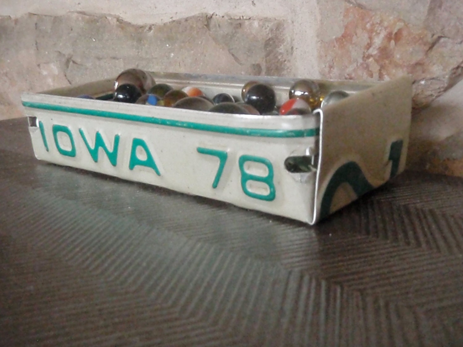 Repurposed iowa License Plate Tray Rustic Treasure Tray