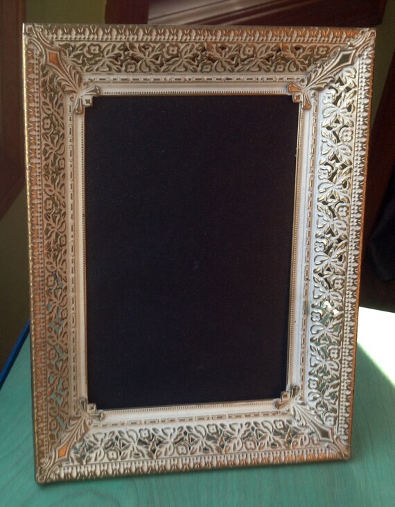 Vintage Ornate Gold 5x7 Frame White Washed Hollywood