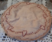 Valentine, Heart Scroll, Candle Mat, Hand Stitched, Valentines Day