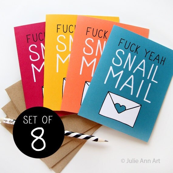 Funny Greeting Card Set Just Because Card Snail by JulieAnnArt