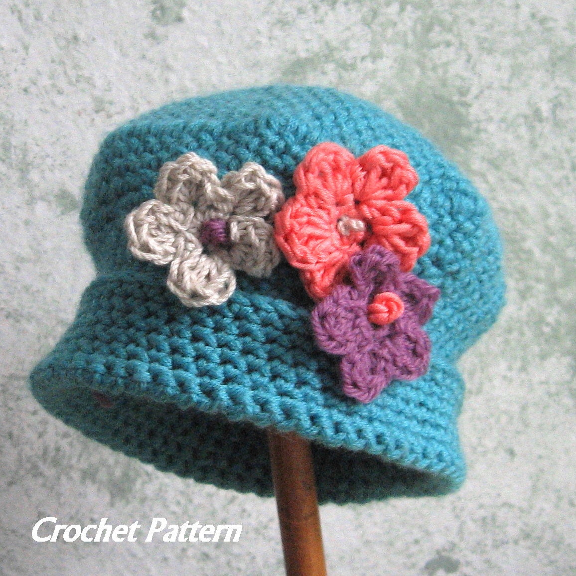 Spring Baby Crochet Hat Pattern With Flower Trim Instant