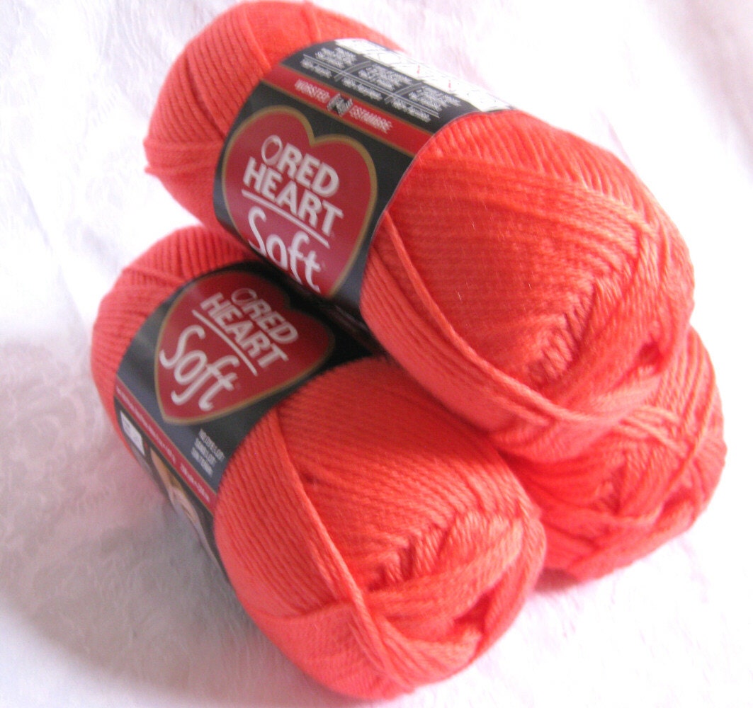 Red Heart Soft yarn CORAL yarn medium worsted by crochetgal