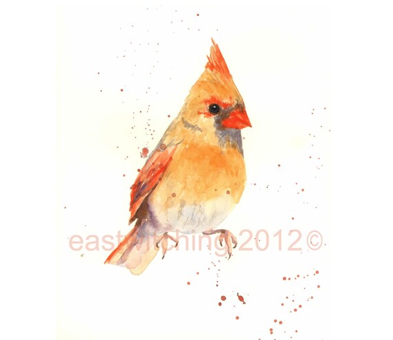 Watercolor CARDINAL print cardinal painting 8x10 print