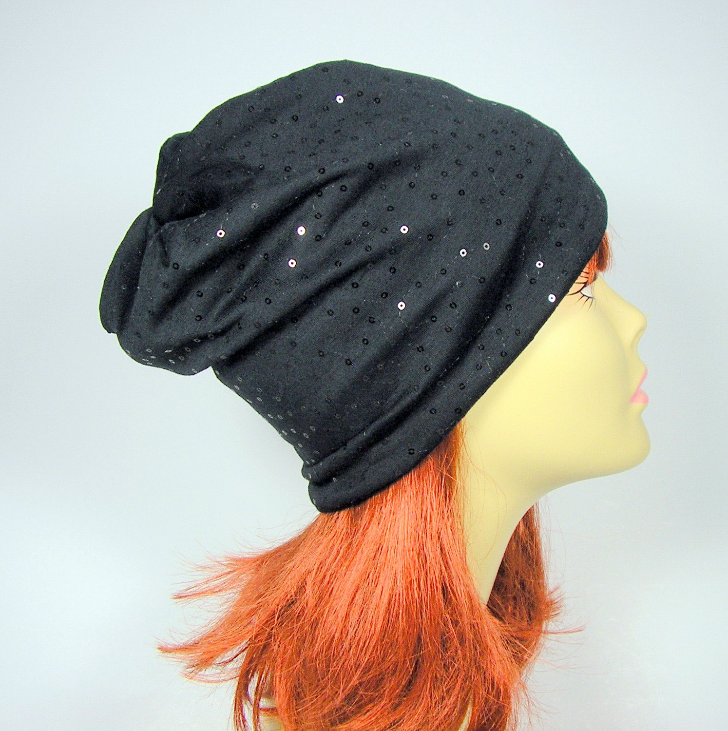 black glitter beanie