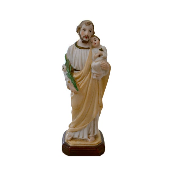 Items similar to Vintage Saint Joseph Jesus Statue Figurine Bisque Mid ...