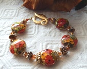 One of a Kind 18K Vermeil Lampwork Glass & Swarovski Crystal Plus Size Bracelet