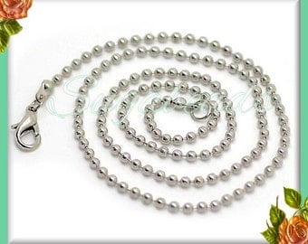 4 Silver Plated Ball Chain Necklaces 30 inch w Lobster Clasp 2.4mm Diameter SPBC1