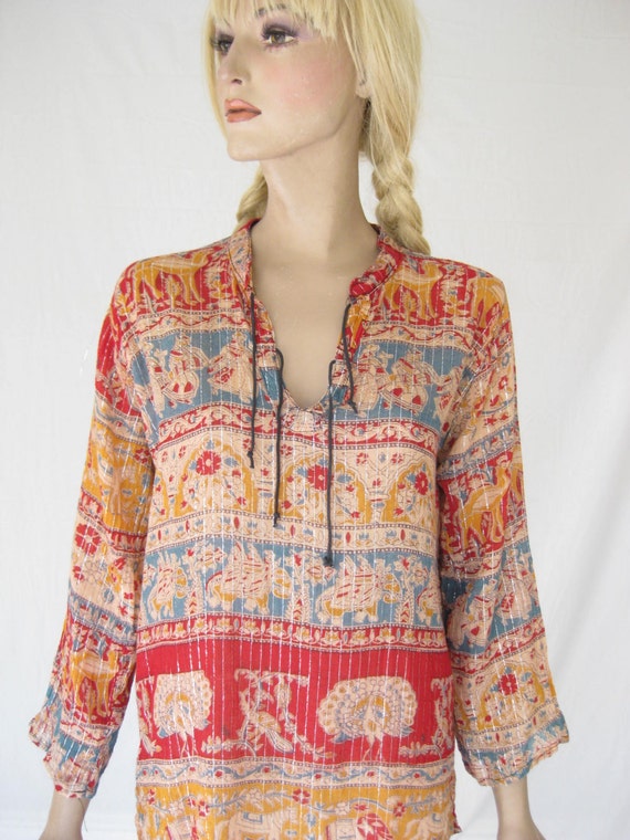 Vintage 70s India Gauze Boho Blouse by TimeBombVintage on Etsy