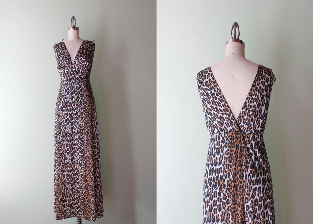 Leopard Print Negligee / Vintage 1960s Plunging by HolliePoint